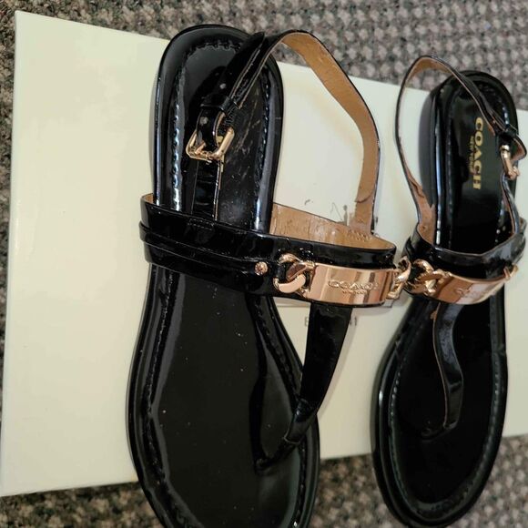Coach Designer Patent Leather Sandals Slingback Size 7 - Picture 3 of 8